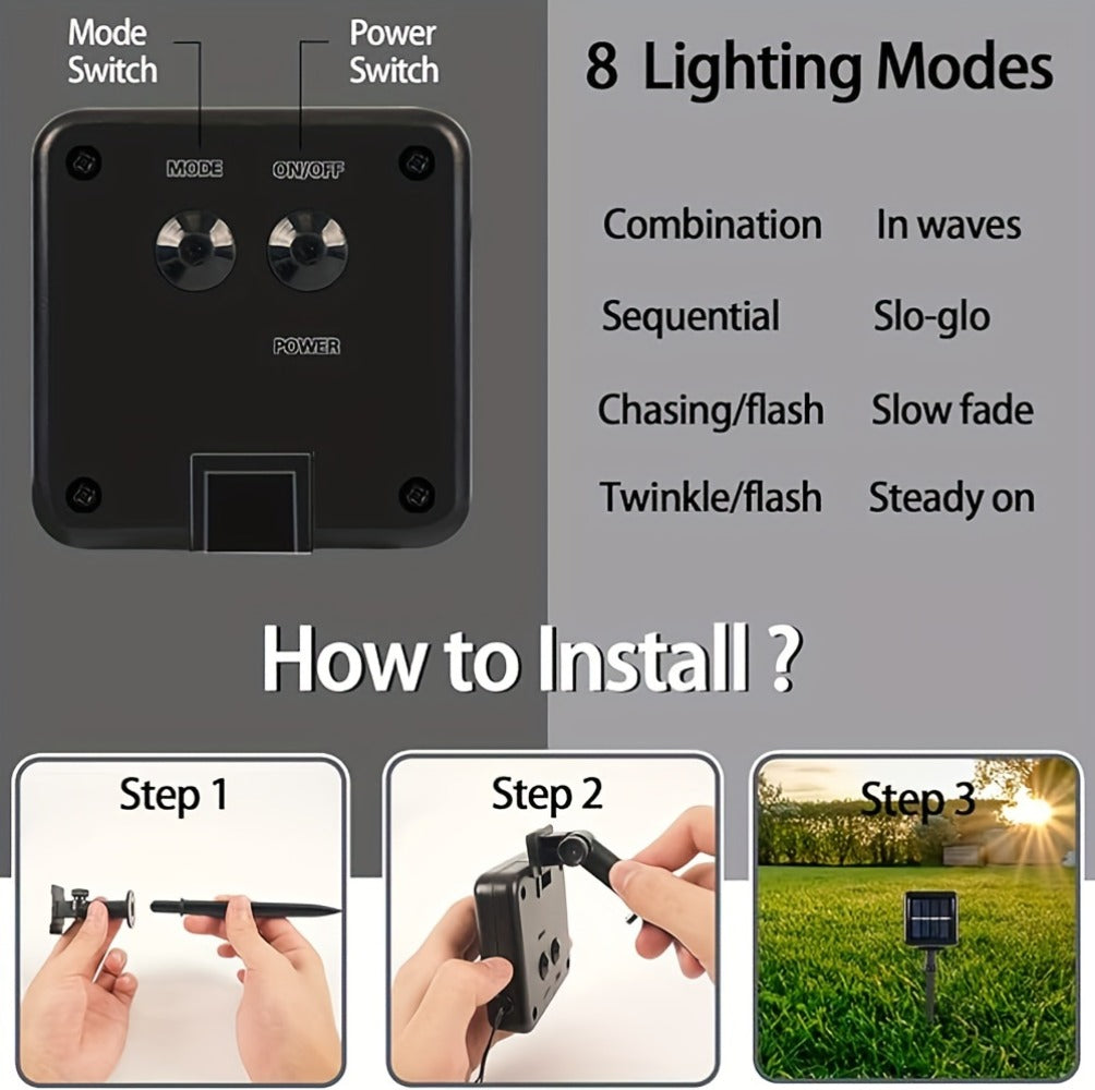 Solar LED Fairy String Lights IP65 Waterproof ¨C 40FT or 80FT with 8 Lighting Modes for Independence Day, Christmas, Wedding, Garden & Yard ¨C White, Warm White, Multi Color, Purple, Orange & Blue