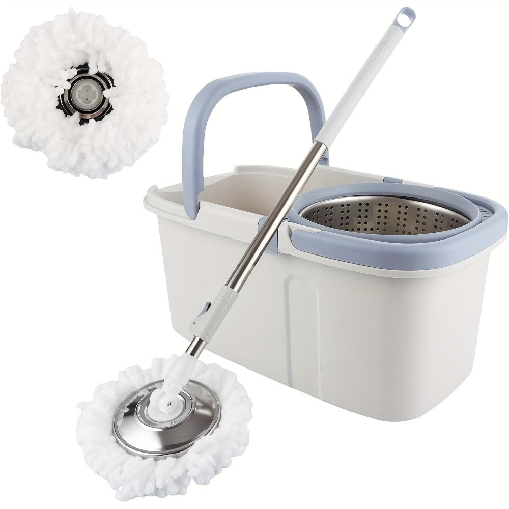 Spin Mop and Bucket Set with Wringer 360 Degree Spinning Self-Wringing Mop 4 Microfiber Mop Heads Soap Dispenser Extended Handle for Hardwood Tile Laminate Floor Cleaning