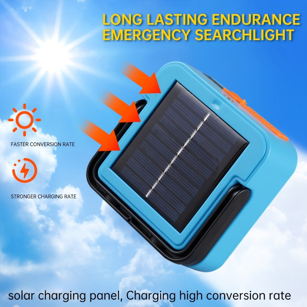 Solar Camping Lantern Ultra-Bright 4 Adjustable Modes ¨C Solar & USB Rechargeable Multifunctional Searchlight with Bracket & Hook for Camping, Hiking, Emergency & Outdoor Use