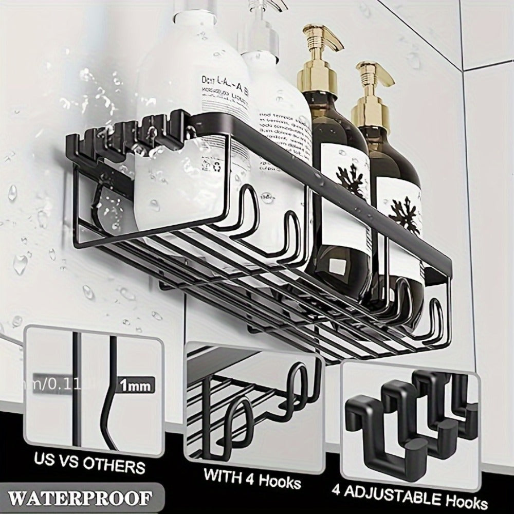 Shower Caddy Organizer 5 Pack Adhesive Rustproof Stainless Steel Shower Shelves with Soap Holder No Drilling Bathroom Storage Rack for Shower Wall Renters Apartment Kitchen Multiple Colors