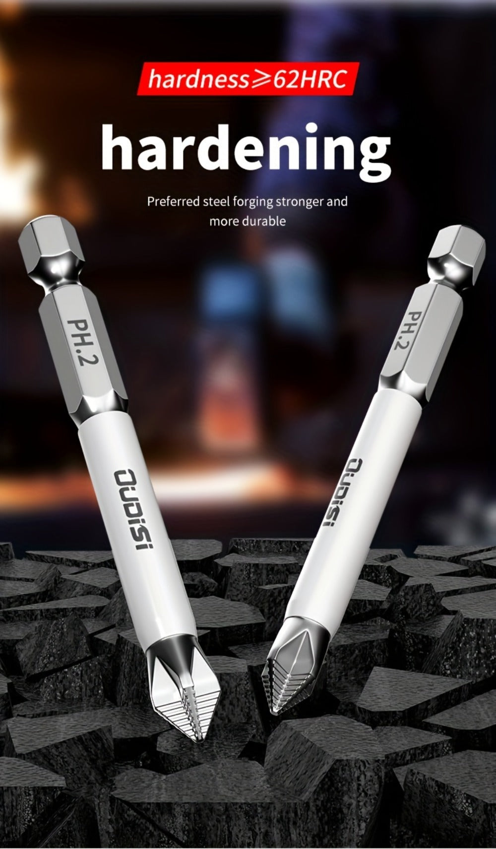 Magnetic Screwdriver Bits Set 6pcs, Phillips Cross Drill Bits with High-Strength Impact Resistance & Non-Slip Design, Electric Screwdriver Bit Kit 25 50 65 70 90 150mm for Power Drills & Hand Tools