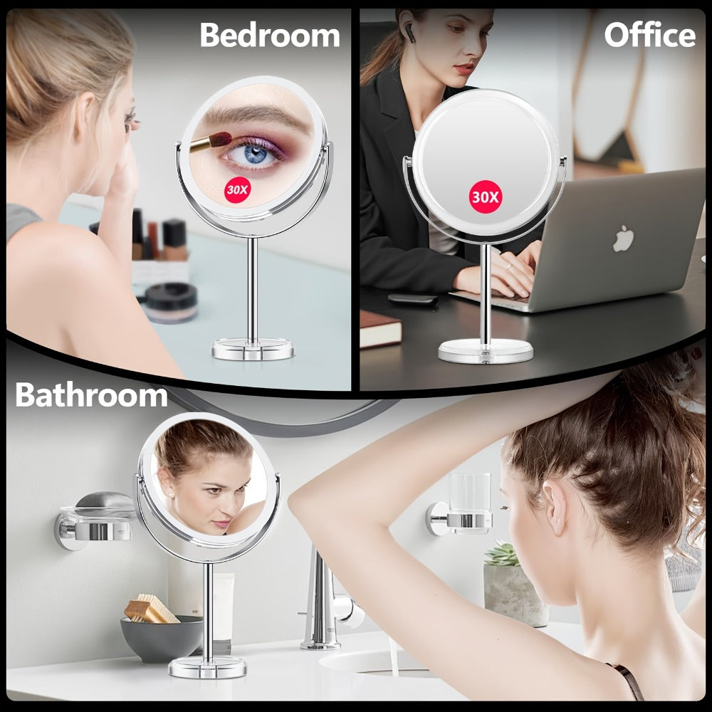 1X/30X Magnifying Makeup Mirror with Stand ¨C Double Sided 360¡ã Rotation Vanity Mirror for Travel & Home
