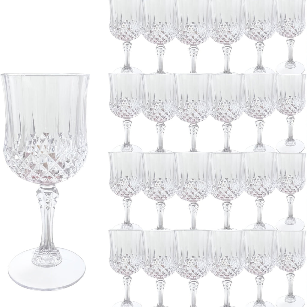 Plastic Wine Glasses 24 Pack 7oz ¨C Unbreakable Crystal Vintage Champagne Flute Glasses Reusable Drinkware for Wedding Party Outdoor Events Kitchen