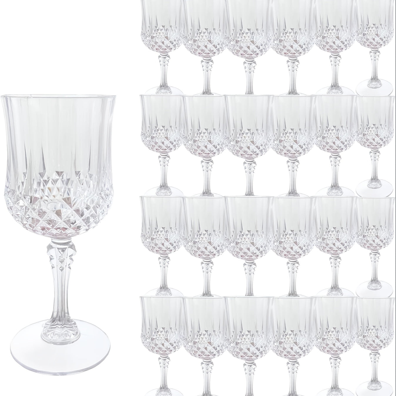 Plastic Wine Glasses 24 Pack 7oz ¨C Unbreakable Crystal Vintage Champagne Flute Glasses Reusable Drinkware for Wedding Party Outdoor Events Kitchen