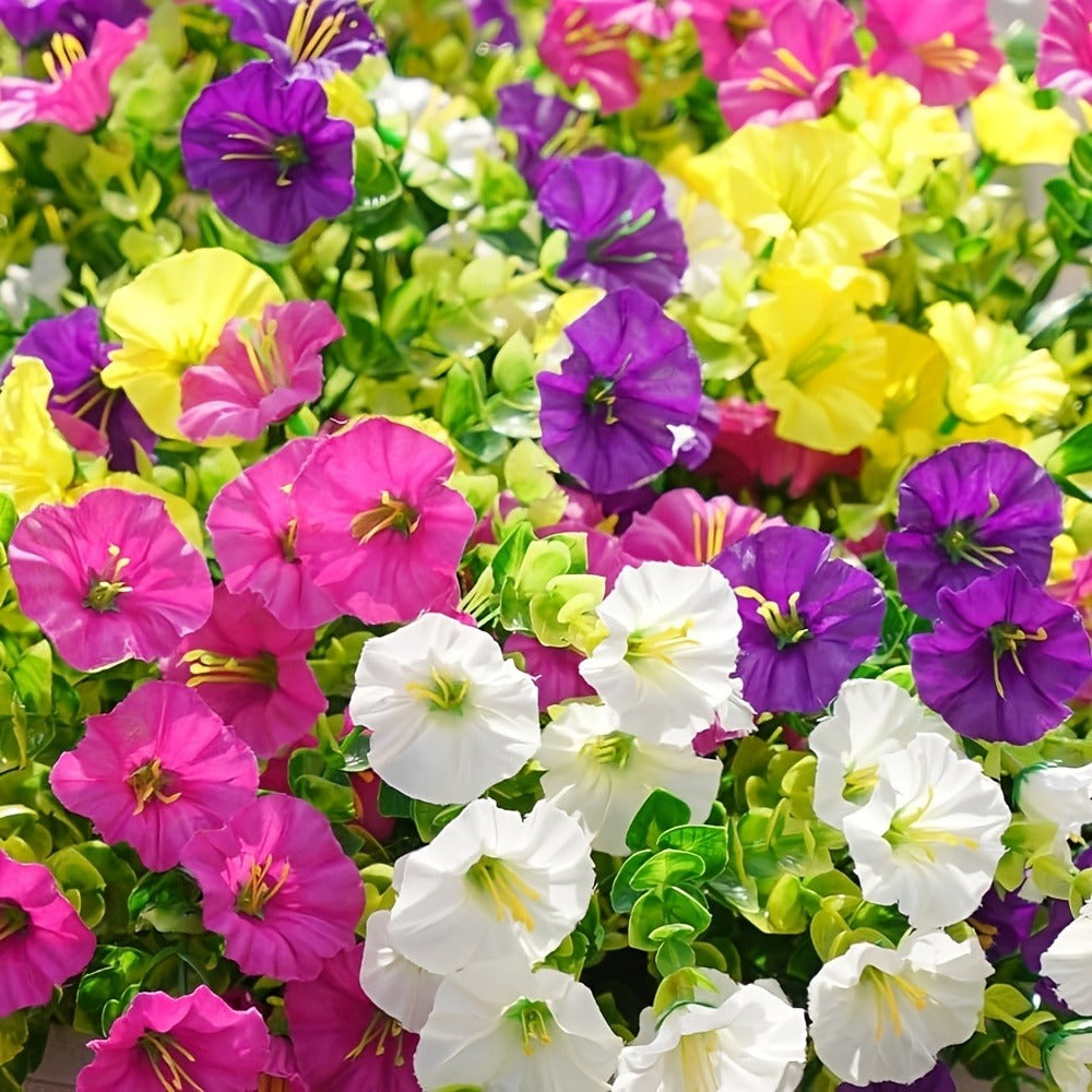 Artificial Flowers Outdoor 10 Bundles Faux Silk Pink Morning Glory - Realistic Fake Flowers for Porch, Patio, Window Box, Front Door, Garden Planter, All-Season Home Decor, Colorful Daisy Arrangement