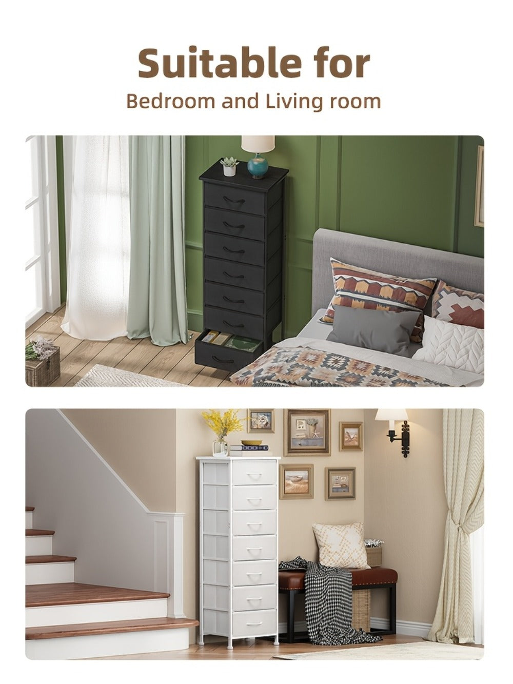Tall Dresser with Fabric Drawers Storage Organizer 41-47 Inch 6 Drawer Chest for Bedroom Closet Entryway Clothing Storage 6 Colors
