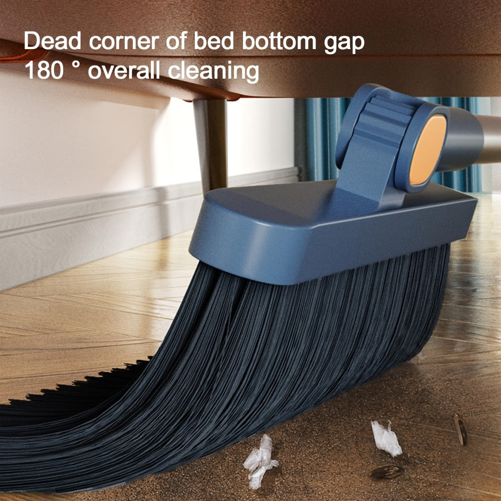 Broom and Dustpan Set with Long Handle - 2-in-1 Upright Sweeping Broom with Comb Teeth, Pet Hair Removal Floor Cleaning Tool for Home Office School Dorm Outdoor - Blue Orange White Purple Green