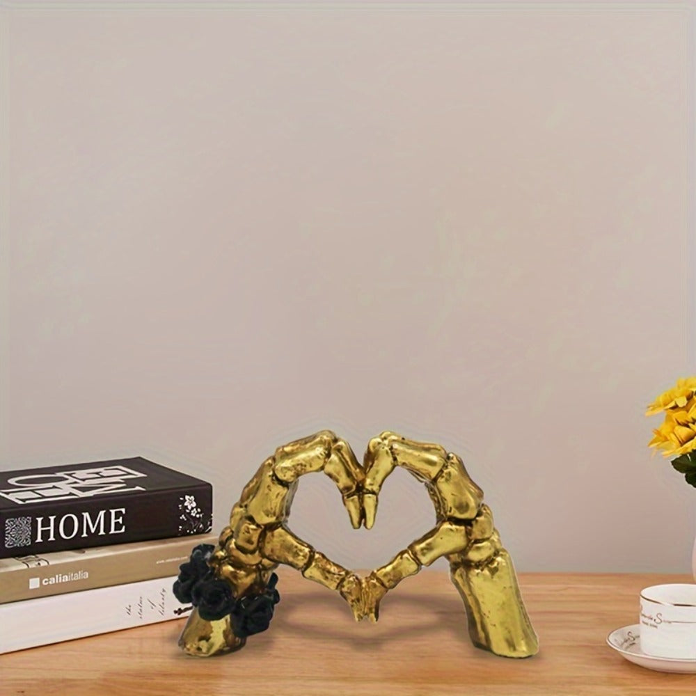Skull Heart Hand Resin Statue - Gothic Desktop Decoration Modern Art Sculpture for Home Decor, Halloween Decor, Office & Shelf Display, Unique Gift for Art Lovers & Gothic Decor Enthusiasts
