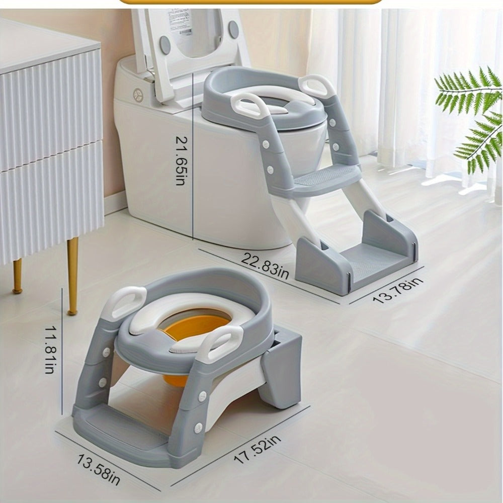 Potty Training Seat with Step Ladder 2-in-1 Toddler Toilet Seat & Stool - Foldable Kids Potty Chair with Splash Guard, Anti-Slip Pads & Handles for Boys Girls
