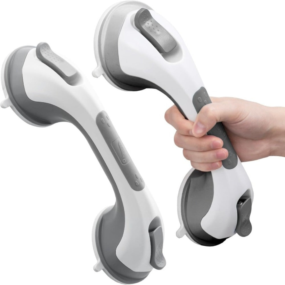 Grab Bar for Shower Suction Cup Heavy Duty 12 Inch Bathroom Safety Handle No Drill Removable Waterproof Shower Grip Bar for Elderly Handicapped Disabled Non-Slip Bathtub Assist Handle Bath Safety Rail
