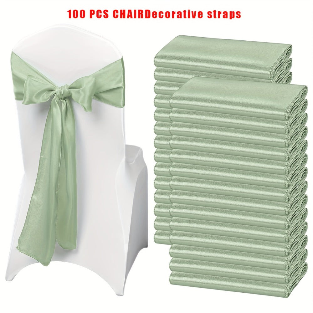 100pcs Satin Chair Sashes Bows for Wedding Banquet Party Event Decoration ¨C 13 Colors, 18¡Á275cm