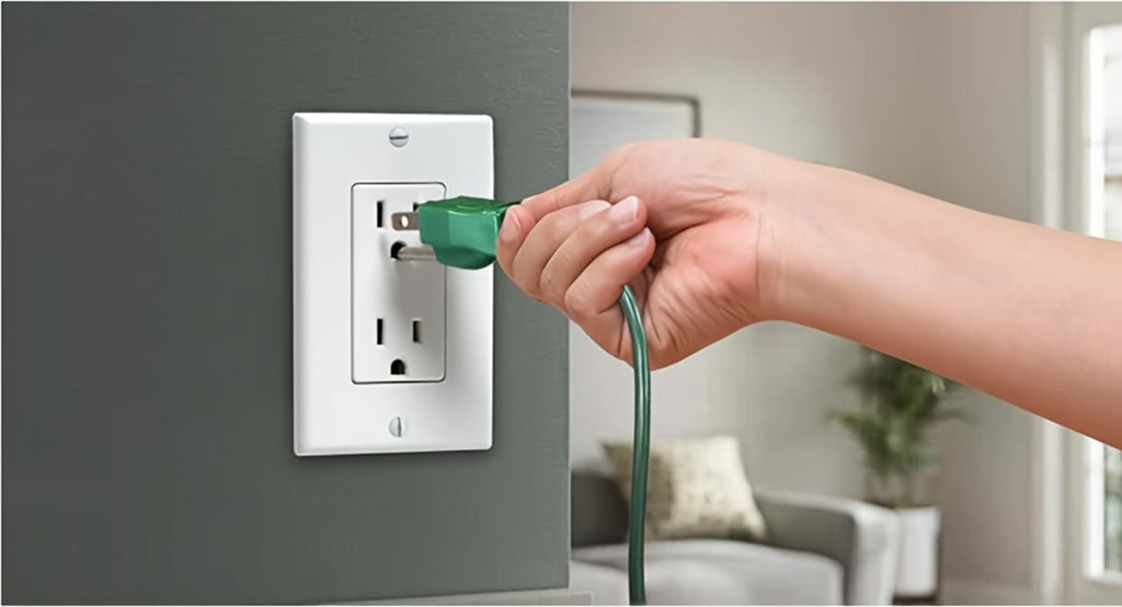 Extension Cord Splitter 1 to 3 Outlets 25FT 50FT 16/3 SJTW Pure Copper Core UV-Resistant PVC Jacket 3 Grounded Outlets for Holiday Decoration Christmas Lights Outdoor Indoor Patio Garden Black Green