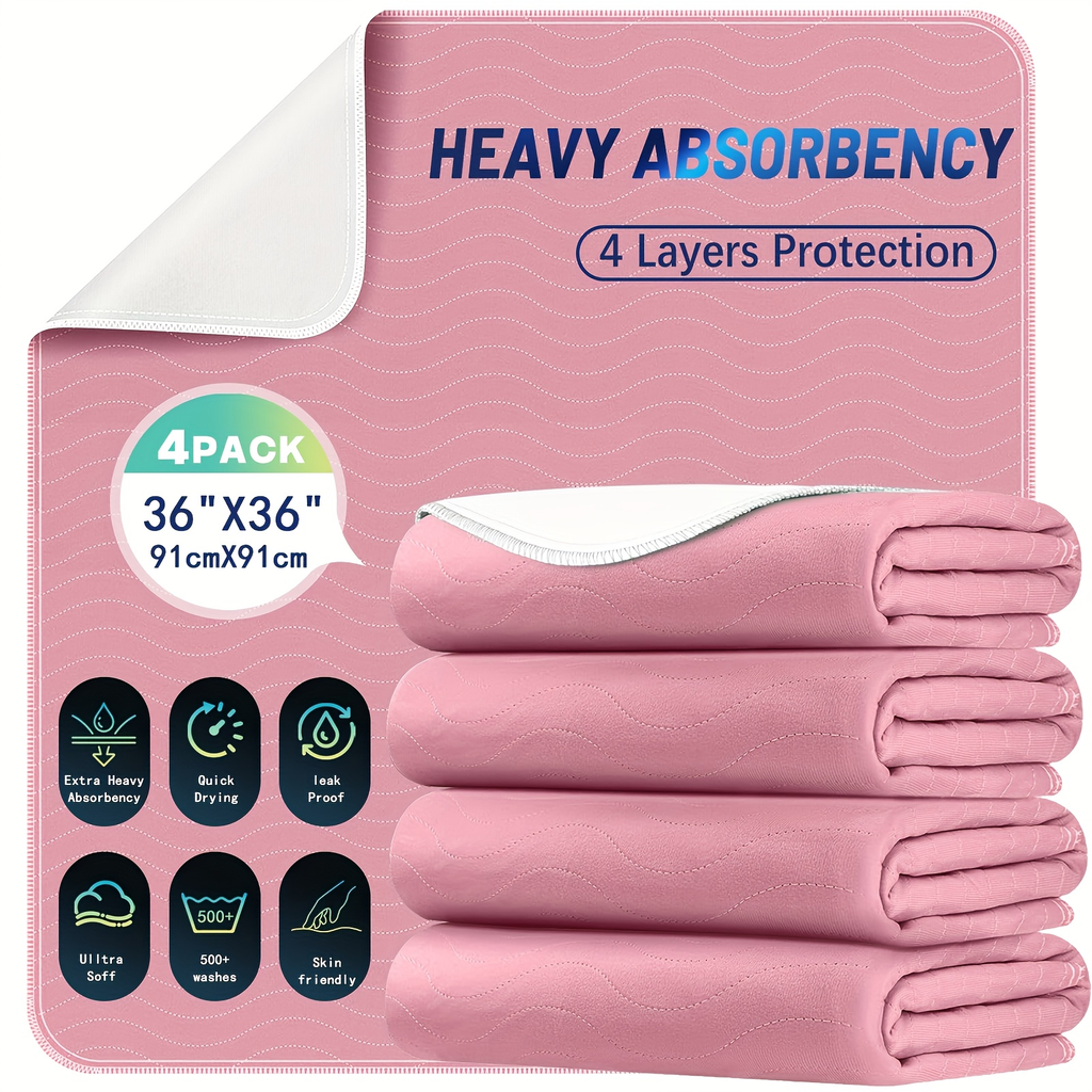 Washable Reusable Underpads 36x36 Inch Extra Heavy Absorbency Waterproof Bed Pads for Adults Kids and Elderly Quick Drying Leak-Proof Mattress Protector Pee Pads for Dogs and Puppies Couch Sofa Floor Protection