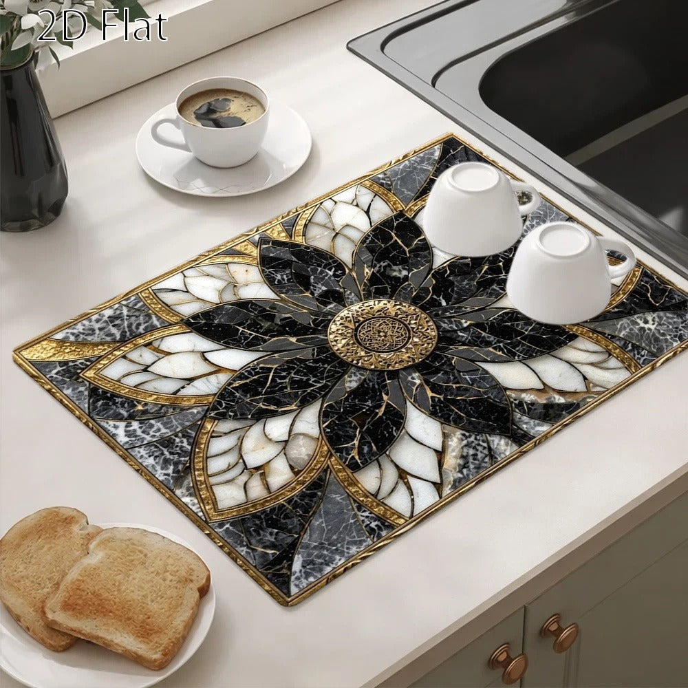 Stove Protector Mat Heat Resistant Non-Stick Reusable Gas Stove Liner Marble Pattern for Gas Stove Glass Cooktop Induction Cooker Oven Washing Machine Top