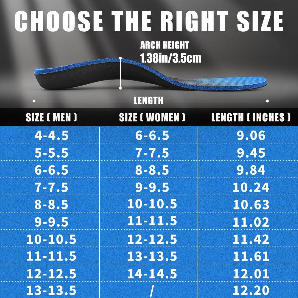 Arch Support Insoles for Men & Women ¨C Heavy Duty Shoe Inserts for Flat Feet, Shock Absorption, Plantar Fasciitis Relief, Work Boots, Hiking & Standing All Day