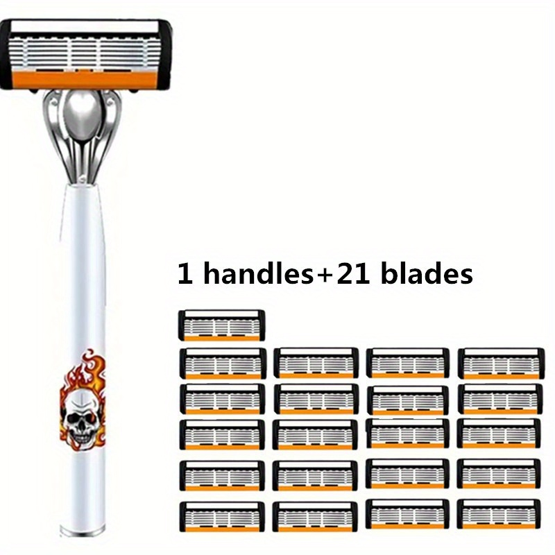 Men's Safety Razor with Replacement Blades - Anti-Slip Stainless Steel Handle Shaver for Beard & Sideburns, Classic Style Wet Shaving Razor, Multiple Blade Bundle Options