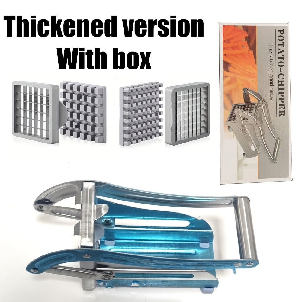 French Fry Cutter ¨C Stainless Steel Vegetable & Potato Slicer, Multi-Function Food Chopper for Potato, Carrot, Cucumber & Onion, with Storage Box