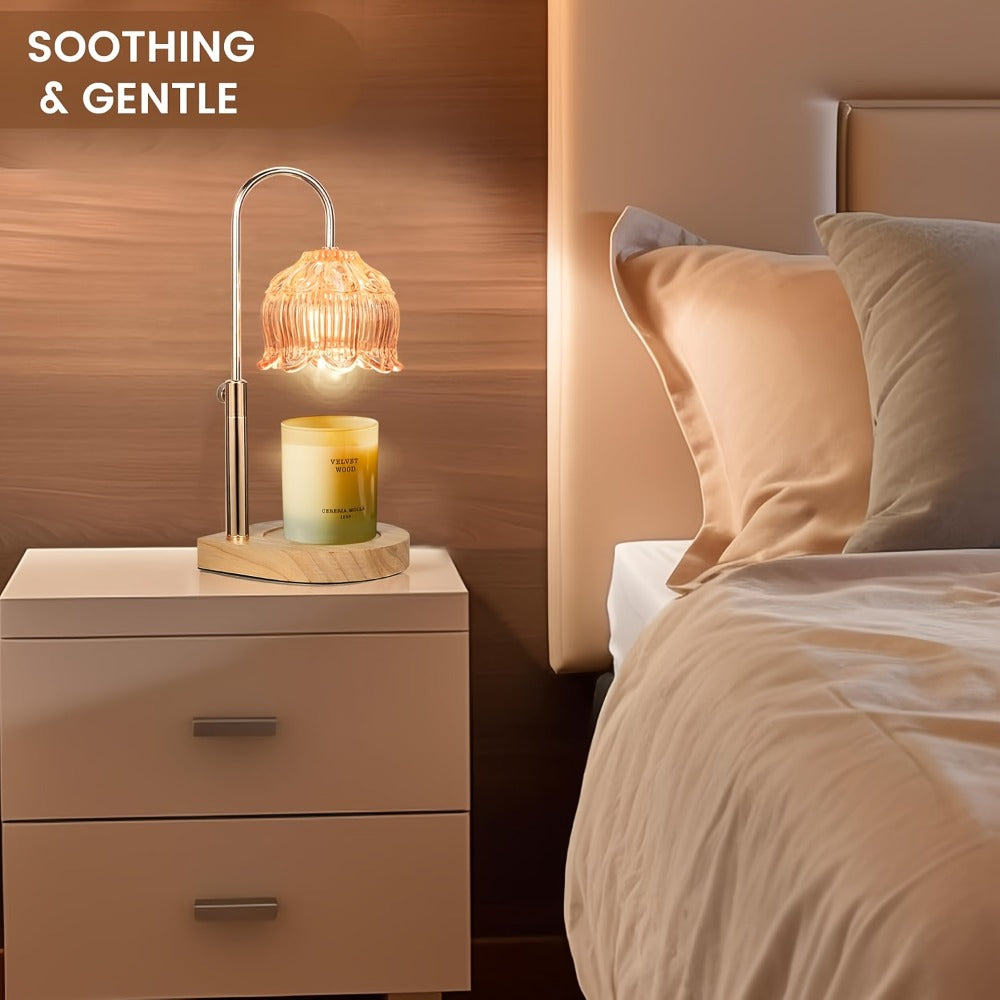 Candle Warmer Lamp Adjustable Height Dimmable Flameless Scented Wax Melt Vintage Iron Tabletop Light with Timer 120V Plug-In for Home Decor Bedroom Living Room Mother's Day Christmas Gift