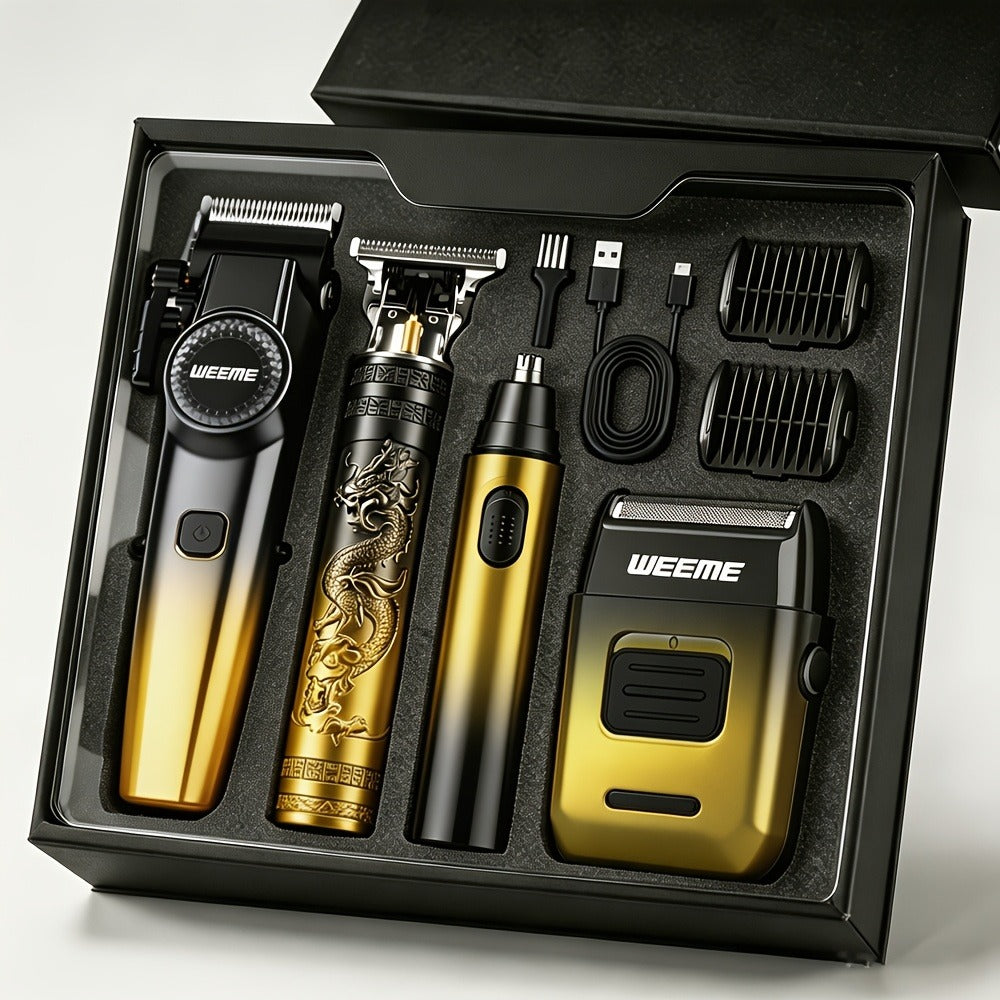Men's Professional Hair Clipper and Trimmer Set Wireless USB Rechargeable Hair Cutting Kit for Hair and Beard Precise Grooming Gift for Dad Boyfriend Father's Day