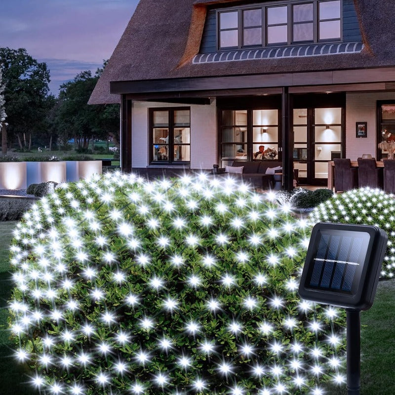 Solar Net Lights Outdoor 11.8ft x 5ft | 100 200 360 LED Mesh Bush Lights Auto On Off | Solar Powered Garden Fairy Lights for Tree Fence Backyard Decor Warm White White RGBY