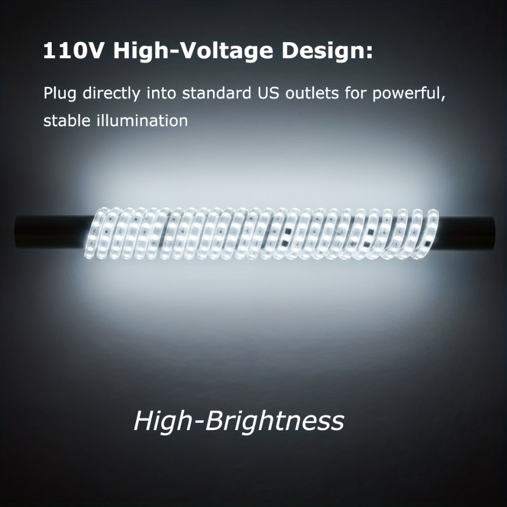 Waterproof LED Strip Lights 110V AC, IP65 120LEDs/Meter Ultra Bright LED Tape Light, Plug and Play Adhesive LED Ribbon for Outdoor Indoor Kitchen Garden Home Room Decoration, Warm White & Cool White