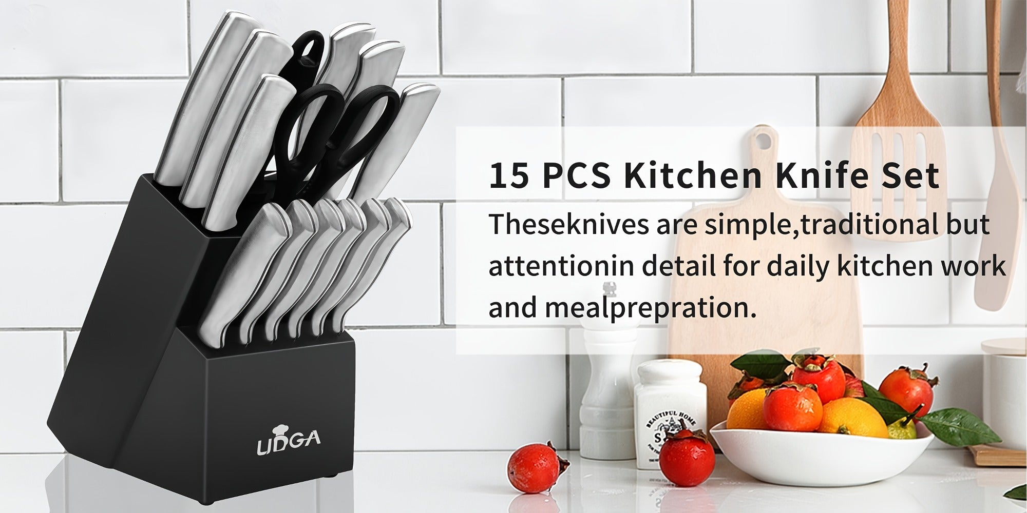 Stainless Steel Kitchen Knife Set Chef Knife Damascus Black Knife Block