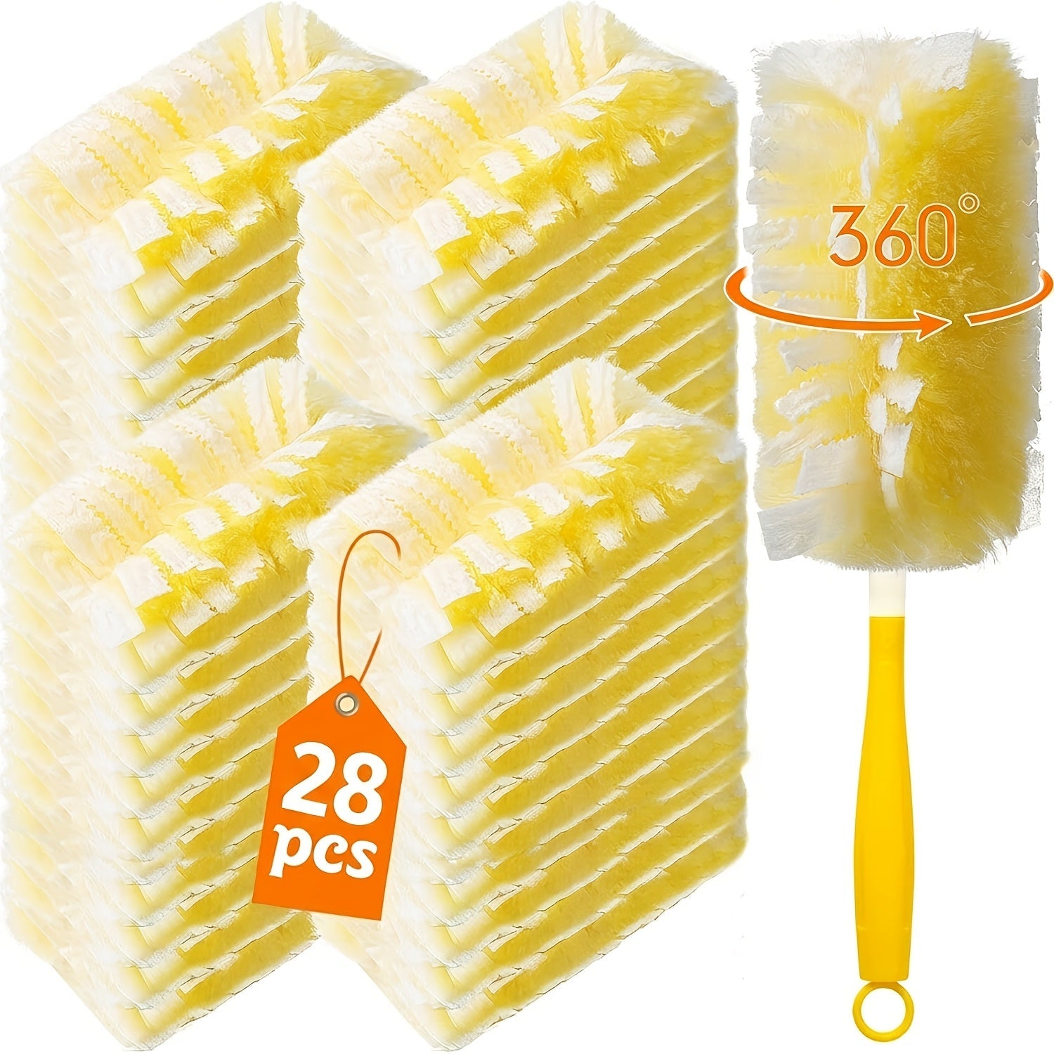 Duster Refills 360 Degree Electrostatic Microfiber Disposable Dusting Refills with Handle Compatible with Swiffer Duster for Furniture Clothing Glassware Electronics Multi-Surface 28 60 120 Count