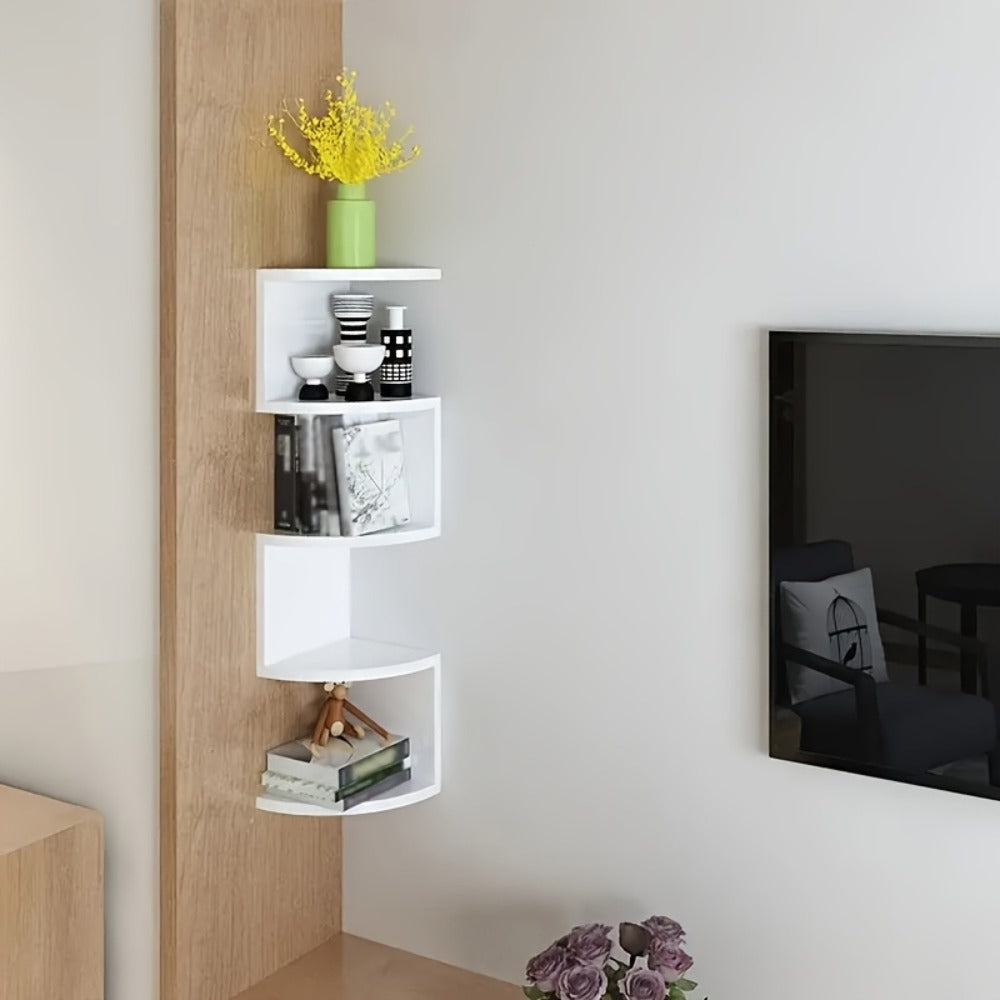 Corner Wall Shelf 3-5 Tier Floating Hanging Corner Shelf Wall Mounted Storage Organizer for Living Room Bedroom Kitchen Bathroom Office
