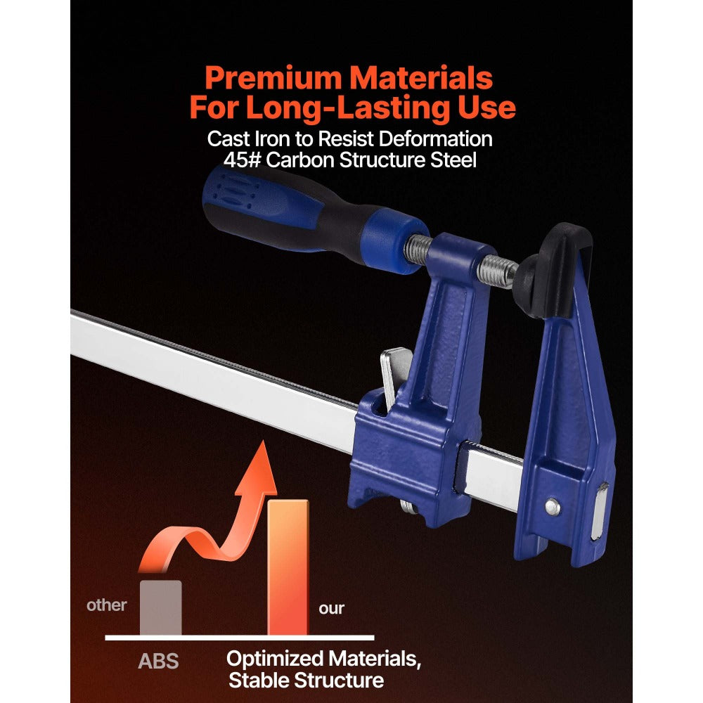 Bar Clamps for Woodworking F Clamp Set ¨C 24¡± & 36¡± Cast Iron Jaw, 600 LB Load, Lockable Slide Bar, 2 or 4-Pack for Furniture Assembly, Glue-Ups & Wood Joining Projects
