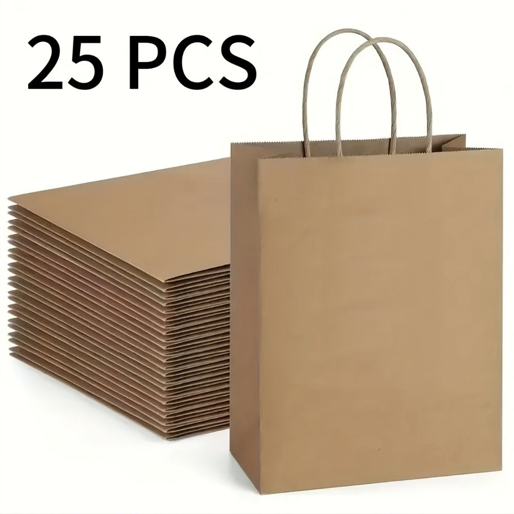 Paper Bags with Handles Bulk - Kraft Paper Gift Bags 25/75/100/300 Pcs, Black White Brown Reusable Shopping Bags for Small Business Retail, Birthday Party, Graduation, Easter Gift Wrapping Packaging