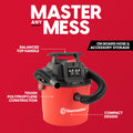 Wet Dry Vacuum Cleaner 2.5 Gallon Shop Vac ¨C Vacmaster 2 Peak HP with Blower Function, Wall Mount & On-Board Storage for Garage, Car, Workshop, Home