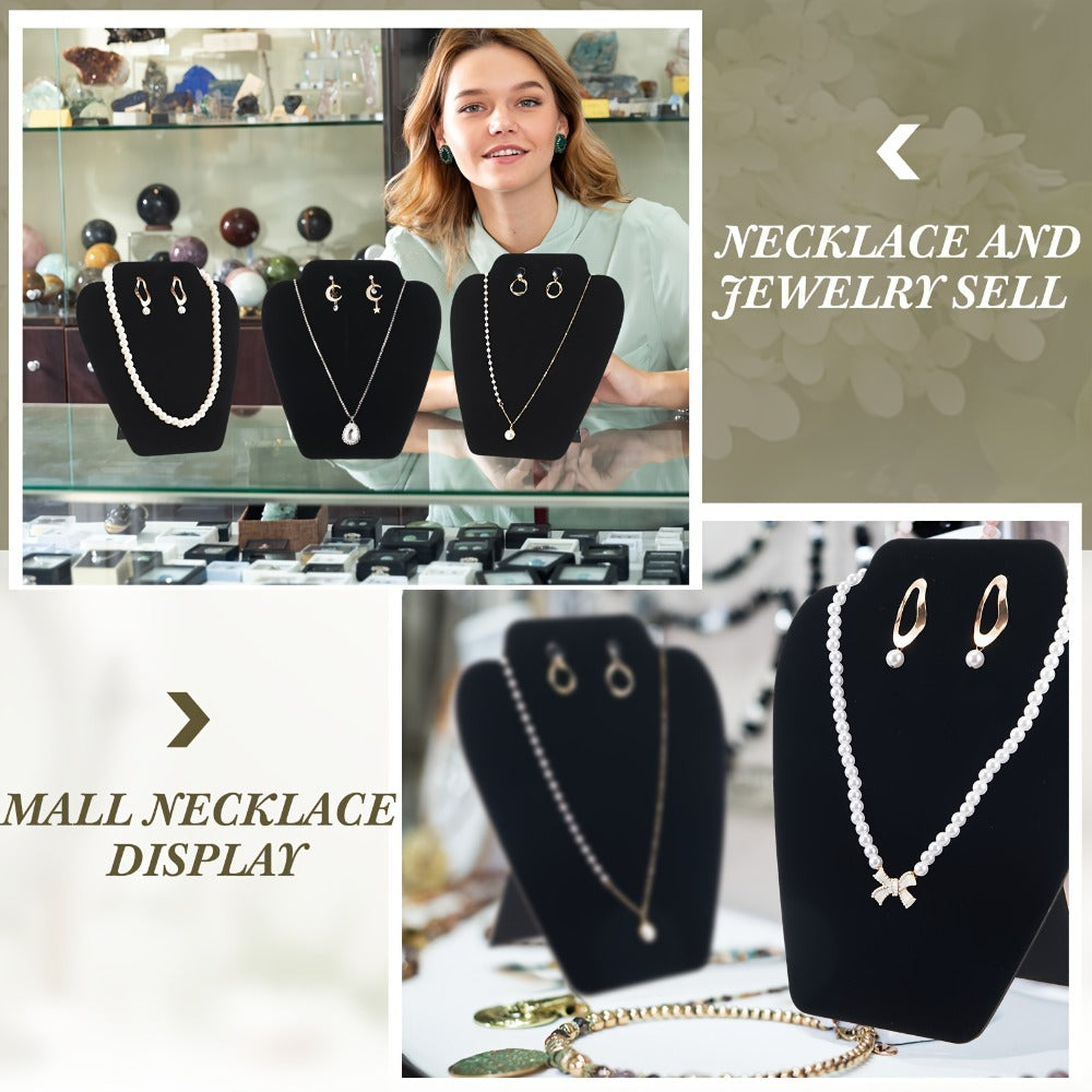 Necklace Display Stand Black Velvet 24pcs Collapsible Jewelry Easel Holder for Necklace Earrings Bracelet Home Store Jewelry Rack Tower Organizer 7.38'' x 8.25''