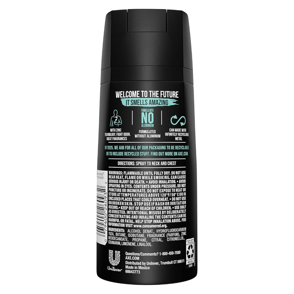 AXE Apollo Body Spray Deodorant Men Aluminum Free Long-Lasting Odor Protection Sage Cedarwood Scent 4oz 3 Count Pack Fresh Masculine Fragrance Daily Use