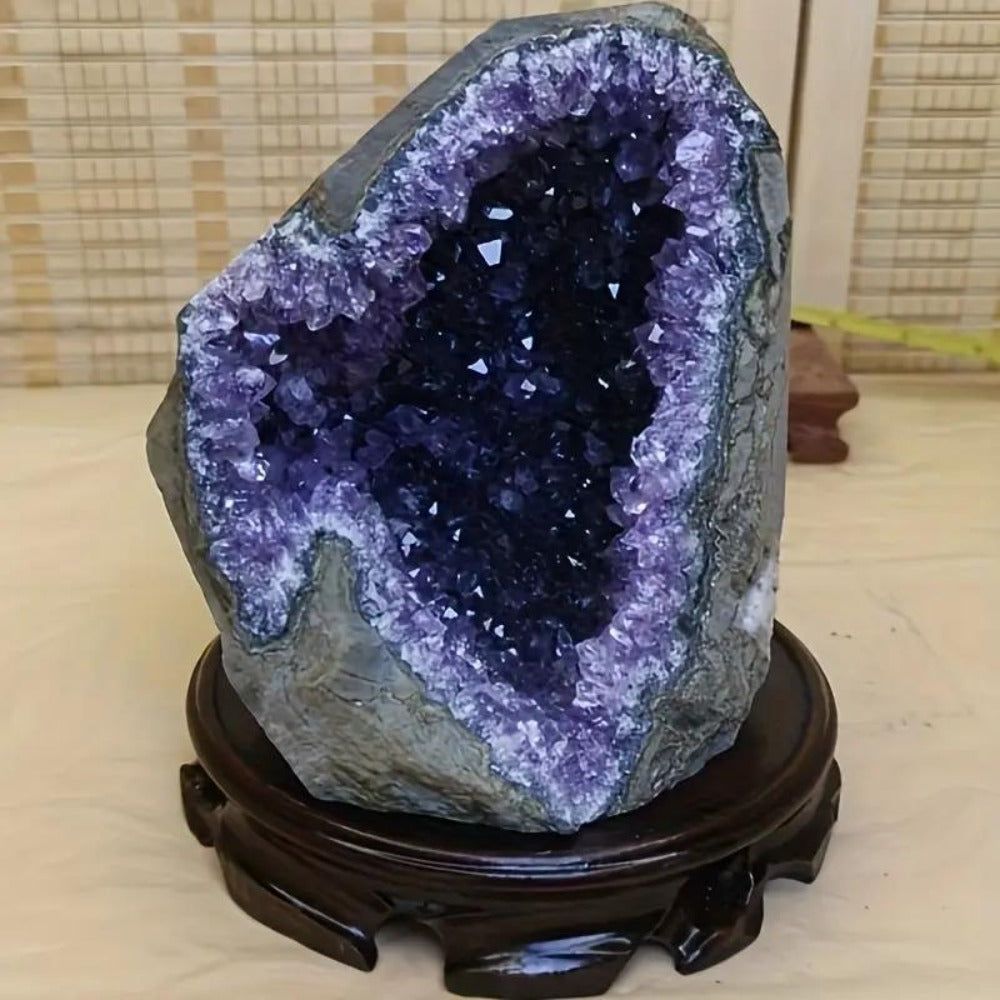 Amethyst Crystal Cave Cluster Natural Uruguayan Polished Edges Geode Home Office Decor Meditation Healing Crystal Birthday Holiday Hanukkah Thanksgiving Gift