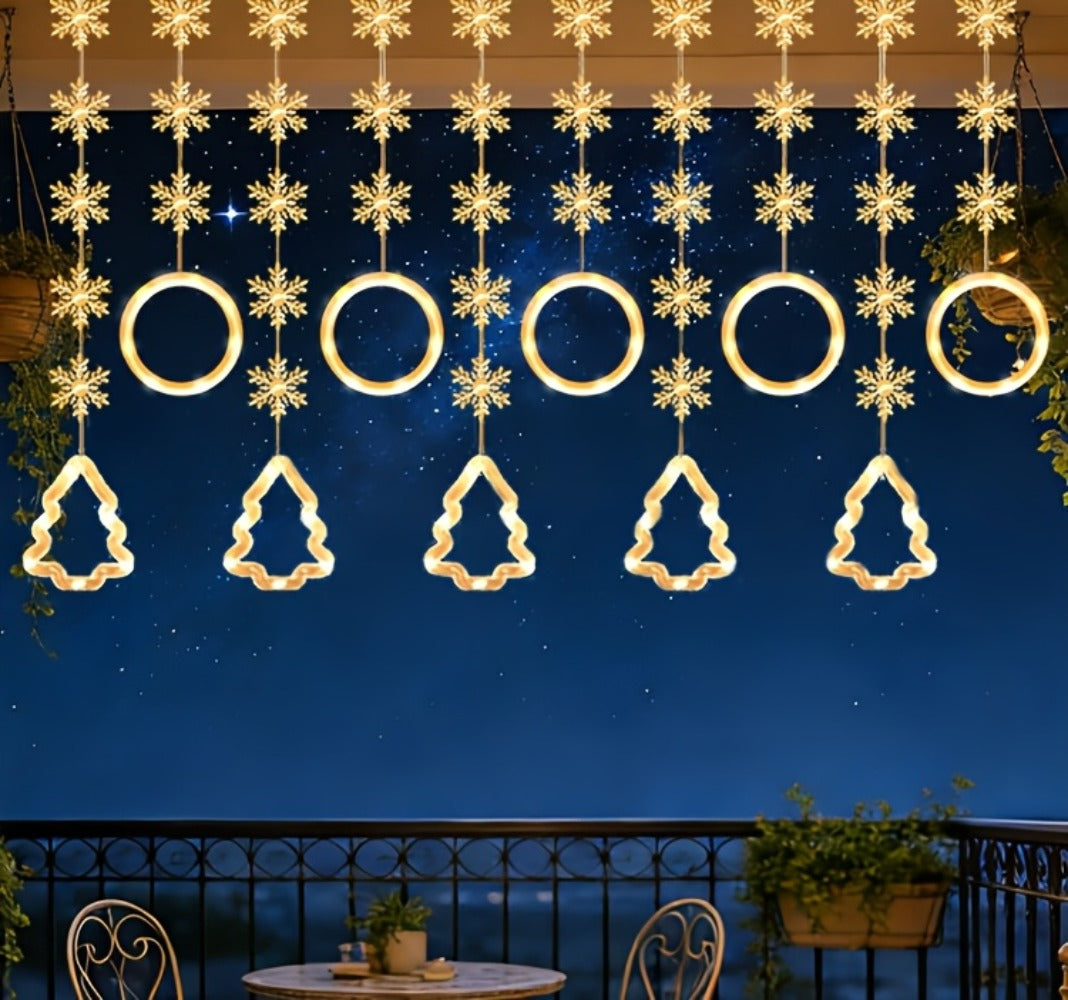 Mini LED String Lights Christmas Snowflake & Star Tree Shapes, 10-Pack USB Powered Fairy Lights 118 Inch, Indoor Holiday Decoration for Bedroom Window Curtain Wall Door Living Room Party Decor