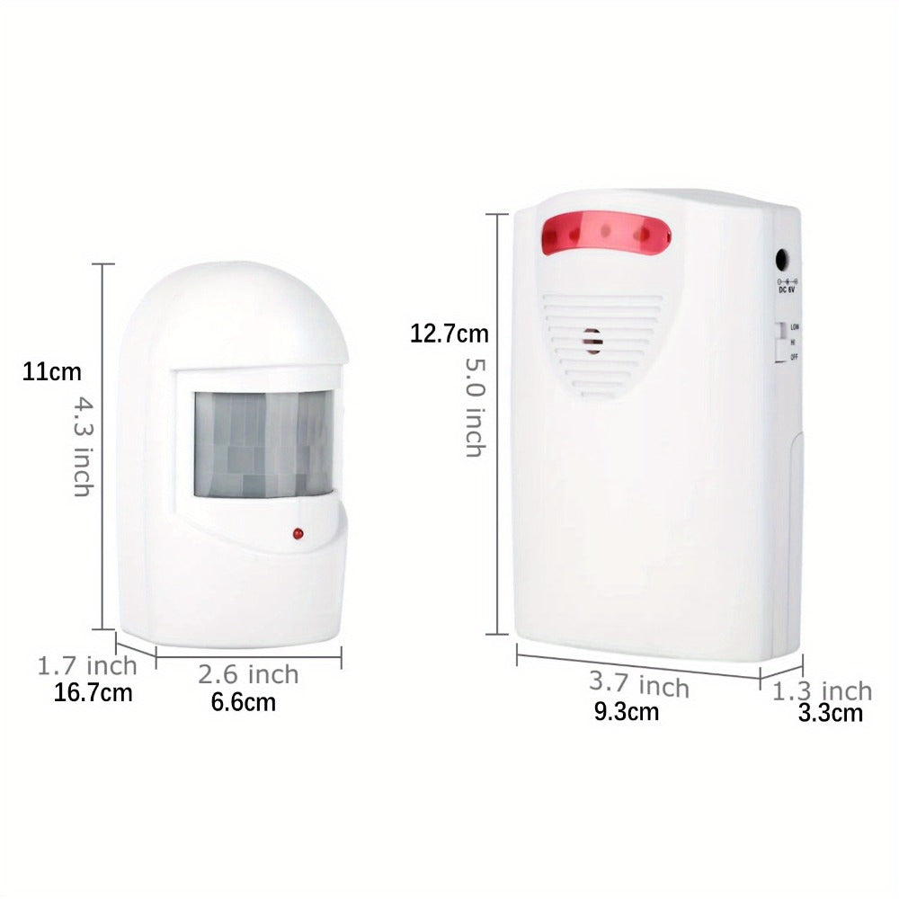 Wireless Driveway Alarm Motion Sensor, Infrared PIR Security Alert System 328ft Range 110dB Chime, USB Expandable Indoor Outdoor Detector for Home Garage Gate Mailbox Fence