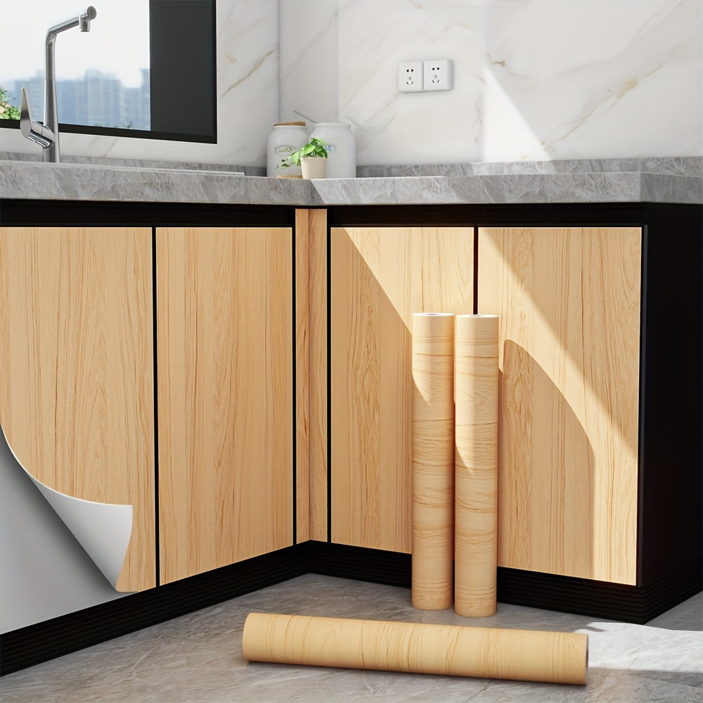 Wood Grain Contact Paper Peel and Stick Wallpaper - Self-Adhesive Removable Wall Sticker Waterproof Vinyl Film for Cabinets Countertops Furniture Doors Tables - White Black Brown DIY Home Decor