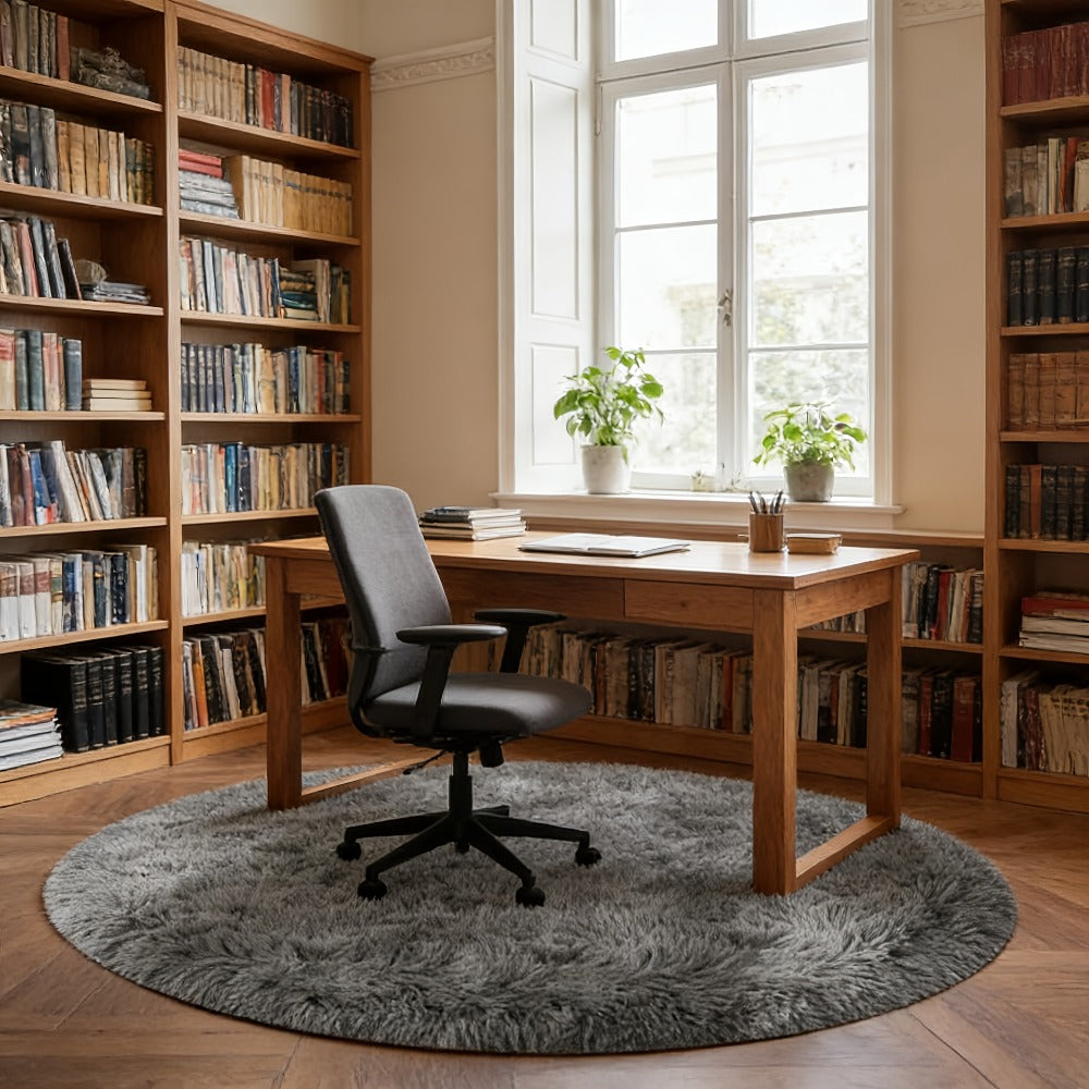 Round Faux Fur Area Rug - Soft Plush Circle Carpet for Living Room Bedroom, Machine Washable, Multiple Colors & Sizes