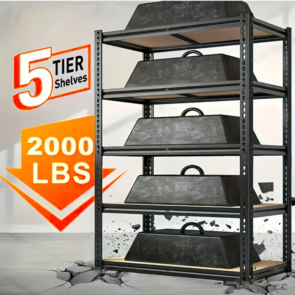 Heavy Duty Shelving Unit 5-Tier Metal Storage Shelves 2000 LBS Capacity, 60¡±H x 28¡±W x 12¡±D Adjustable Steel Rack for Garage, Closet, Pantry & Basement Organization, Easy Assembly Utility Shelf
