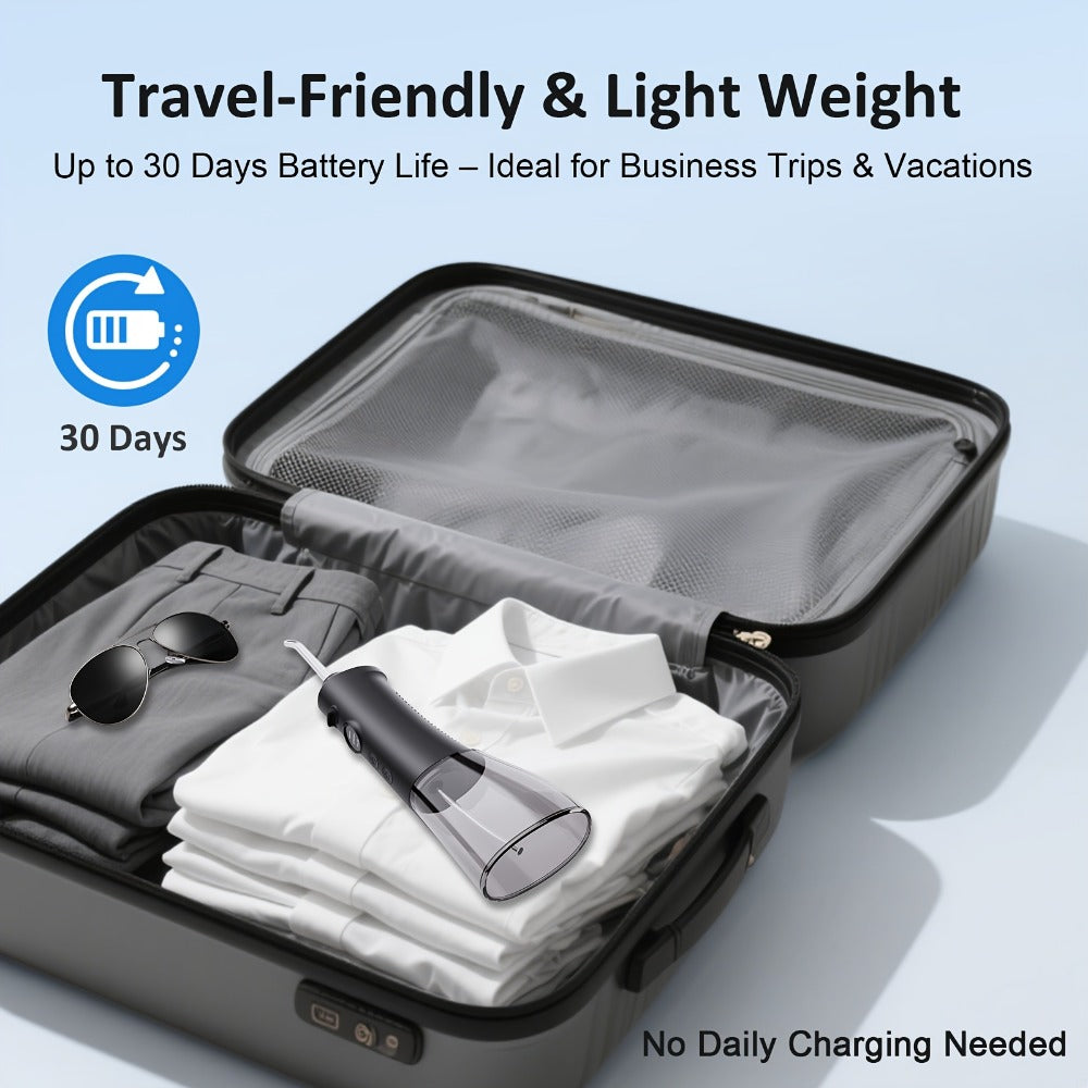 Water Flosser Cordless Oral Irrigator - Rechargeable Electric Dental Cleaner with 6 Interchangeable Nozzles, Adjustable Pressure Control, Plaque & Tartar Removal, USB Powered, Portable for Home & Travel Use