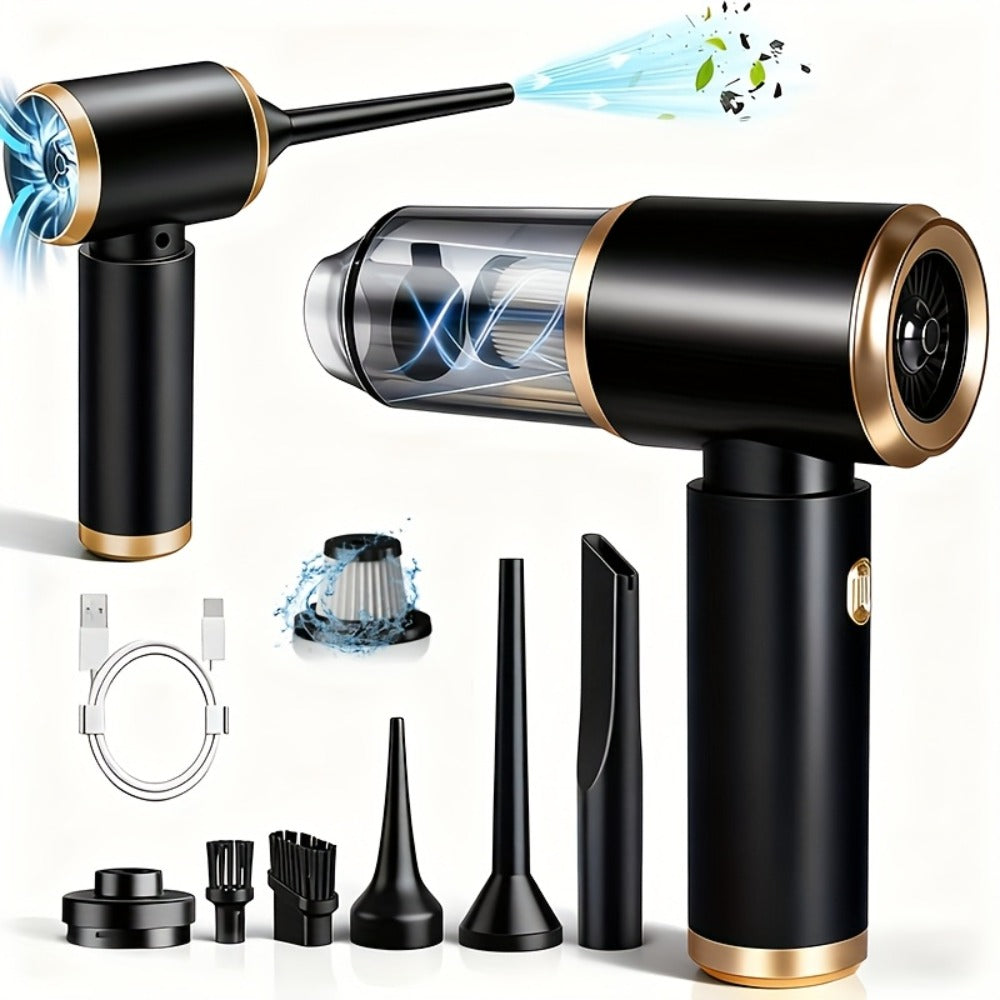 2-in-1 Handheld Vacuum Blower USB Rechargeable Cordless Mini Vacuum Cleaner Blow Suction Mode with Filter Dust Cup for Home Car Office Keyboard Lightweight