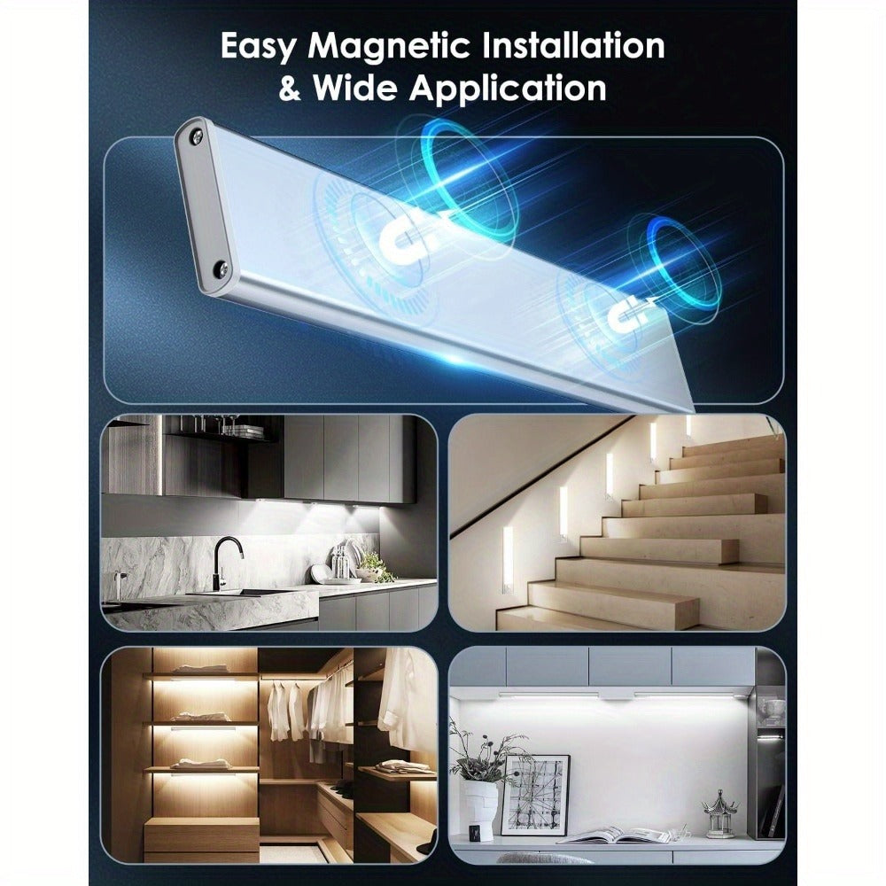 Rechargeable Under Cabinet Lights Wireless ¨C 68 LED Motion Sensor Cabinet Light with 3 Color Temps & 2000mAh Battery ¨C Under Counter Lighting for Kitchen Closet Pantry