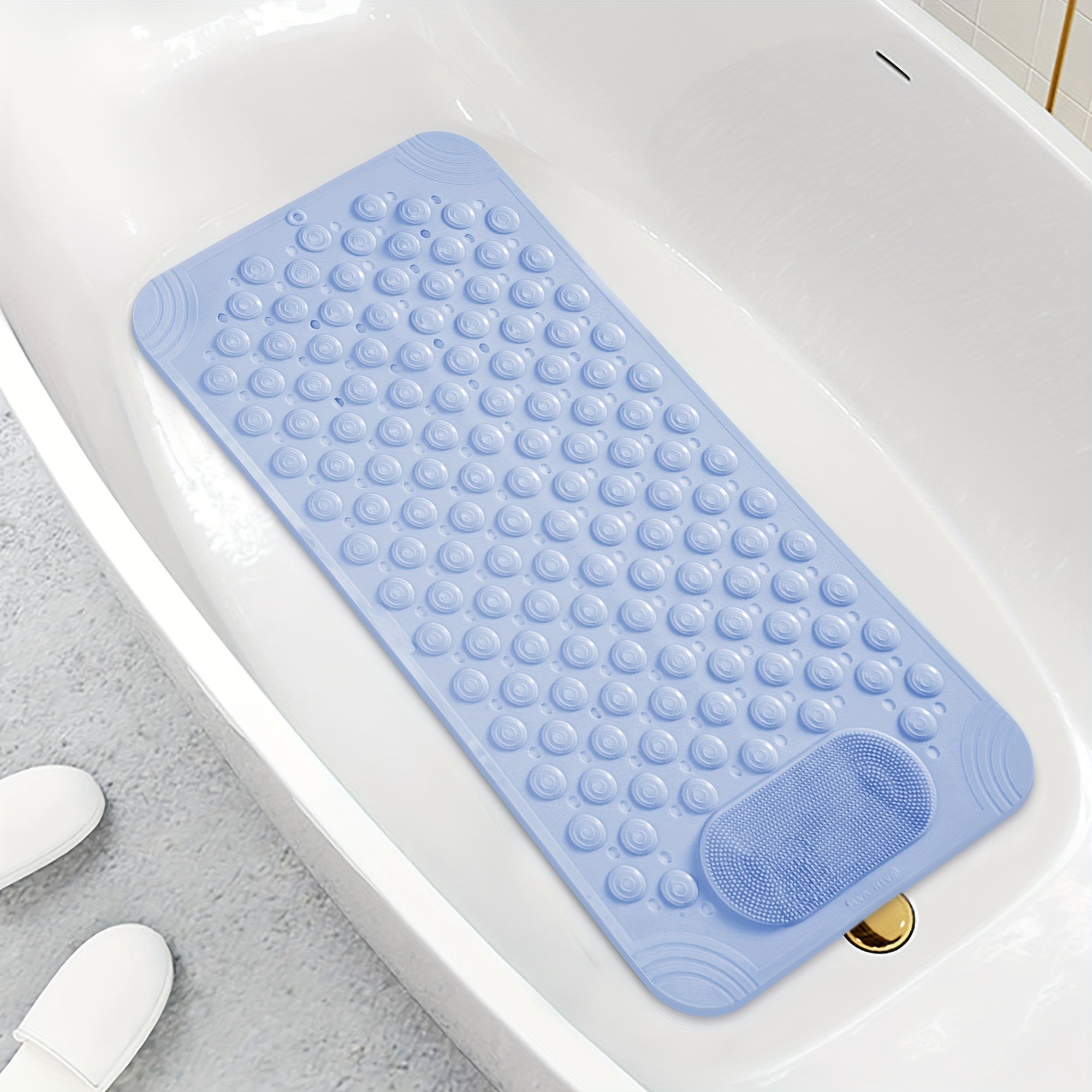 Non-Slip Bath Mat with Massage Texture Extra Large Shower Tub Mat Anti-Slip Bathtub Mat