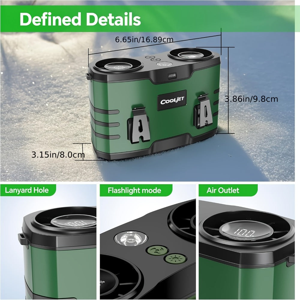 Portable Waist Fan 20000mAh ¨C Dual Vent 7W Brushless Motor, 10 Speed Levels, 4 Wearing Modes, LED Digital Display, USB-C Charging, Wearable Neck & Waist Cooling Fan for Outdoor Camping Hiking Fishing