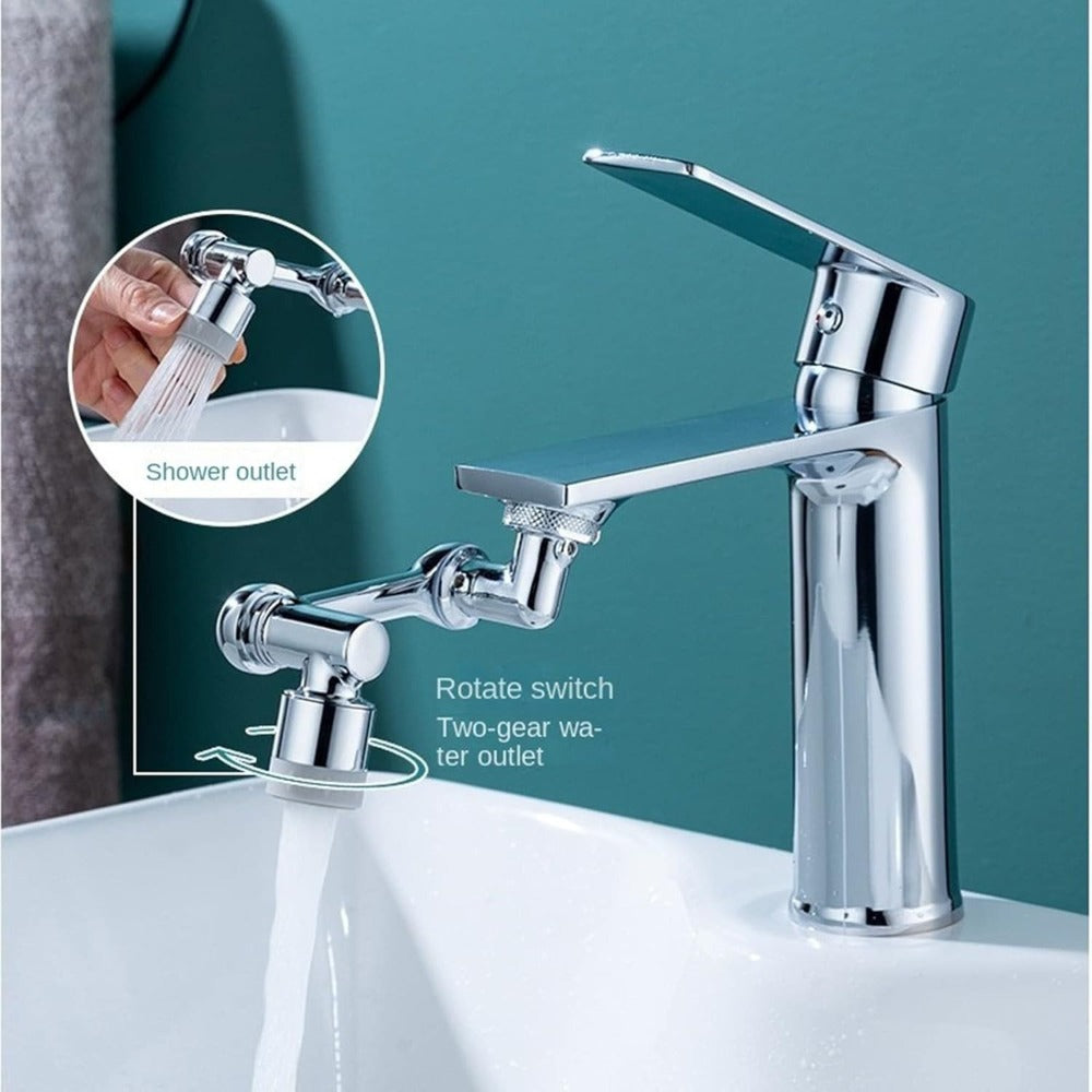1440¡ã Rotating Faucet Extender Brass Multifunctional 1080¡ã 360¡ã Swivel Robotic Arm Sink Aerator 2 Water Outlet Modes for Kitchen Bathroom Silver