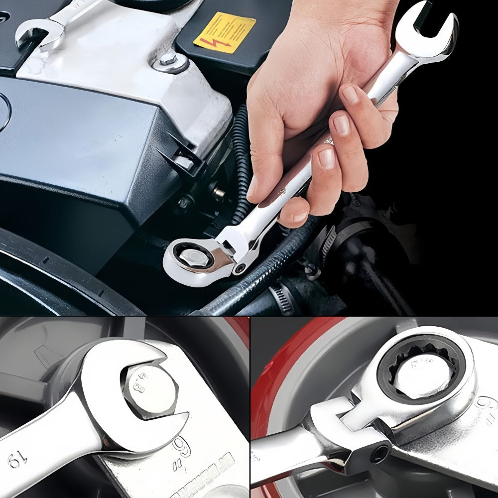 Ratchet Wrench Set 6-Piece Double-Ended Quick Release ¨C Metric 8-17mm, 72-Tooth, Adjustable Combination Wrench Kit with Storage Bag for Home, Car & Mechanical Use