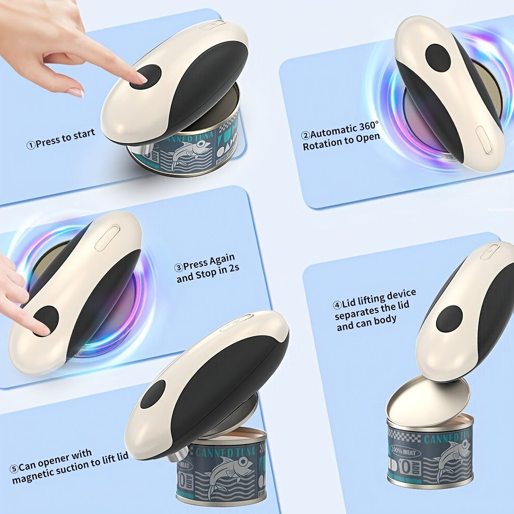 Electric Can Opener One-Touch Automatic ¨C USB Rechargeable, Smooth Edge Safety, Auto Power-Off, Cordless for Kitchen, Camping & Seniors