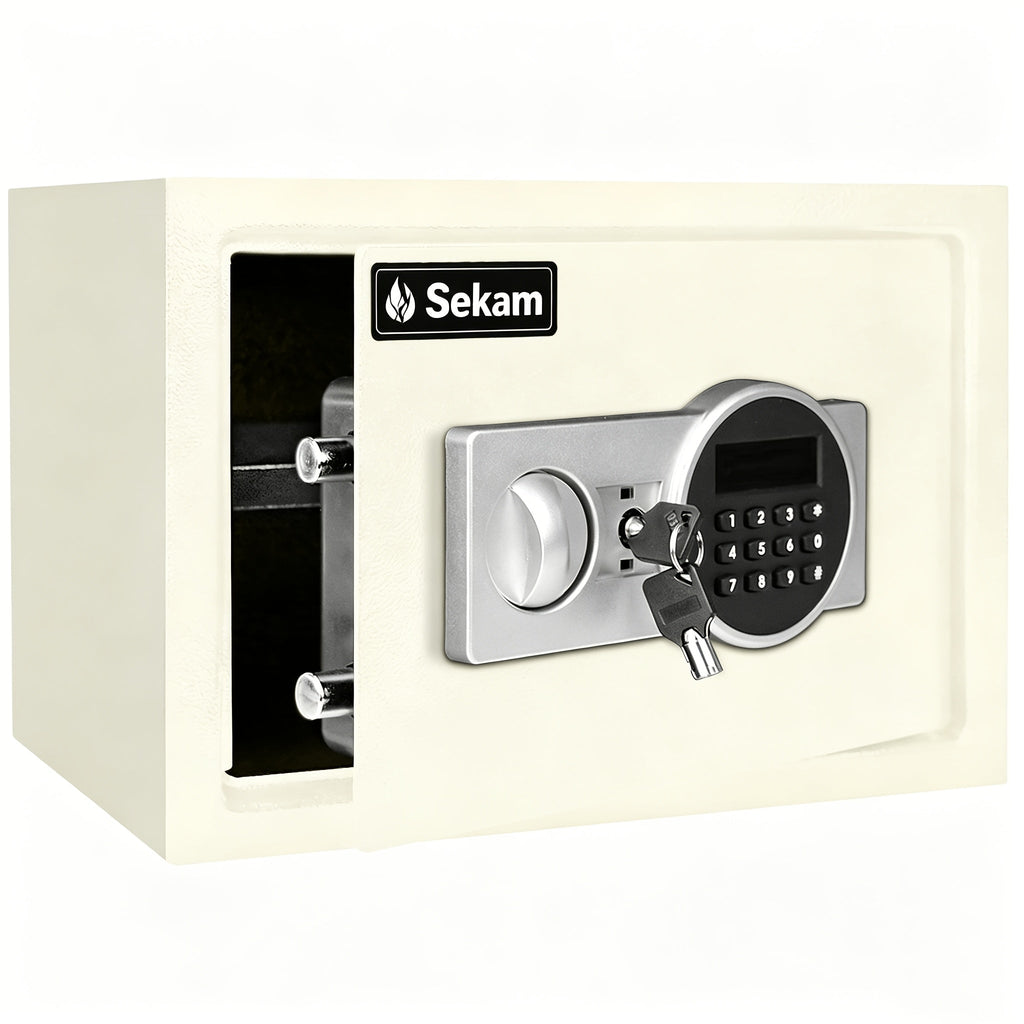 Fireproof Home Safe Box with Digital Keypad and Key Lock Heavy Duty Steel Security Safe for Money Documents Valuables Jewelry Passports 0.23 0.8 1.5 2.2 Cubic Feet Multiple Colors with Cash Bag