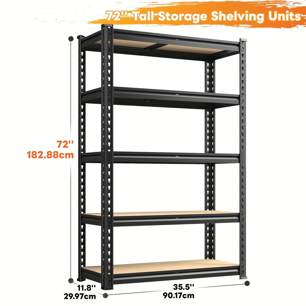 Heavy Duty 5 Tier Metal Shelving Unit Adjustable Up to 3000LBS for Garage Workshop Commercial Storage Rack No Bolt Easy Assembly Black