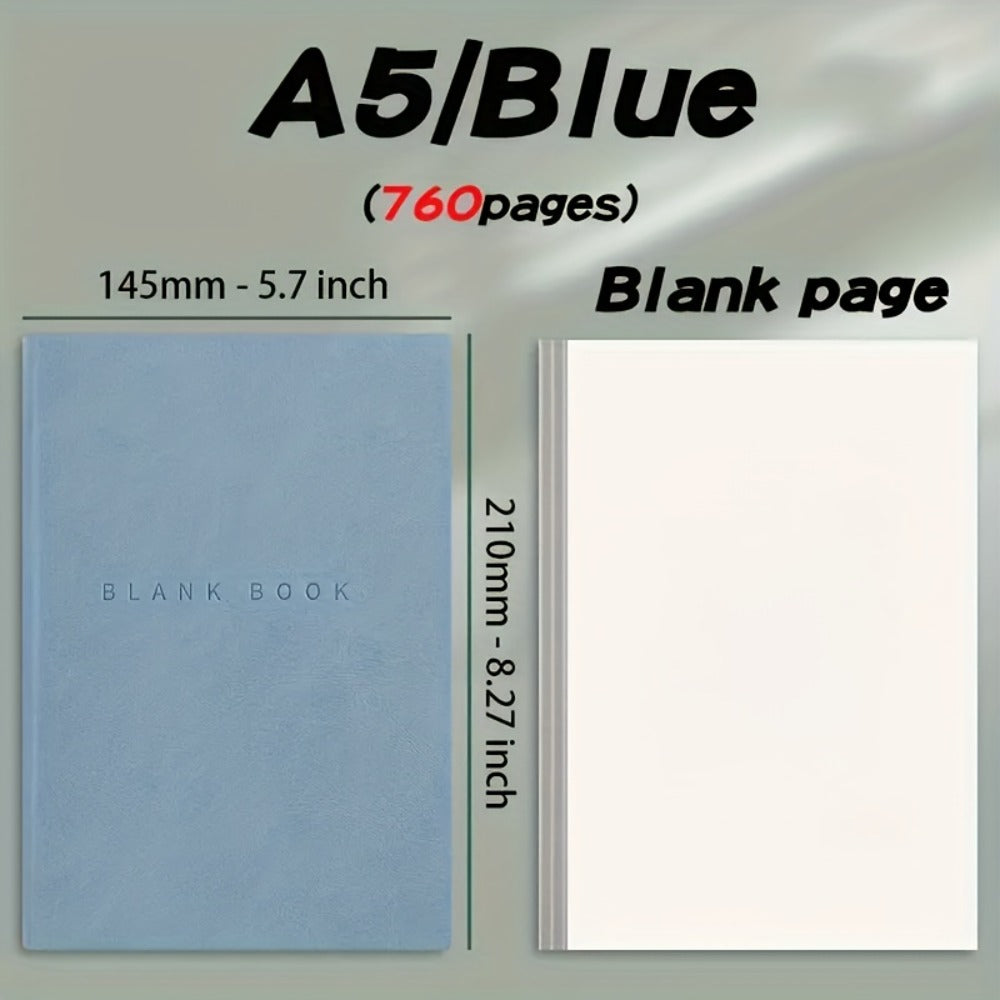 Blank Notebook A5 760 Pages Leather Soft Cover Sketchbook for Sketching Drawing Journaling College Students Adults Gift